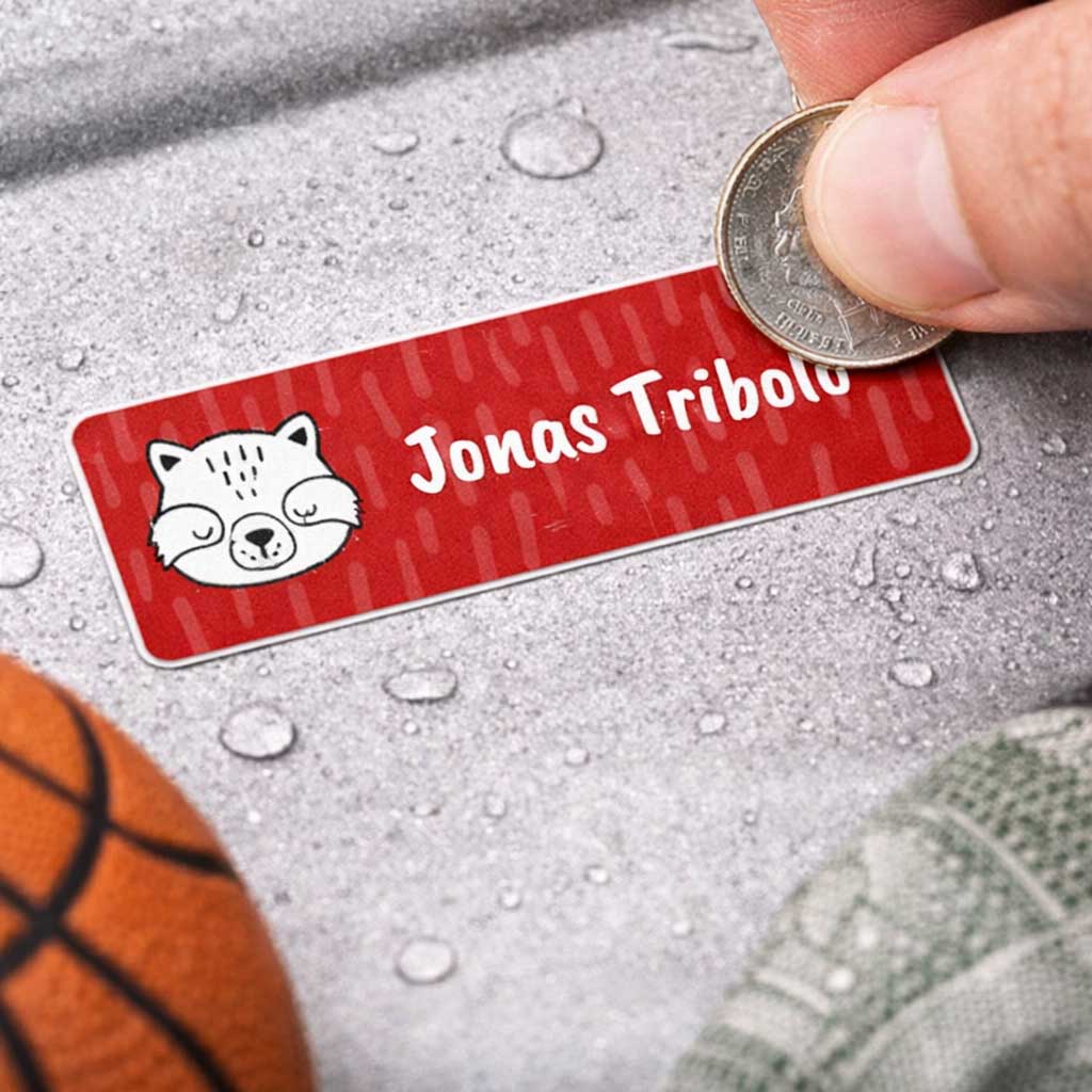 Close-up of label adhesive